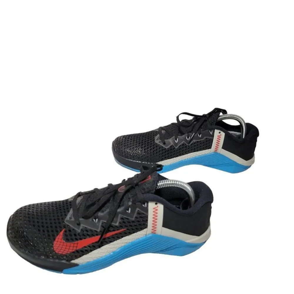Nike Metcon 6 Training Shoes 7.5 Black Blue Red CK9388-070 Gym Athletic